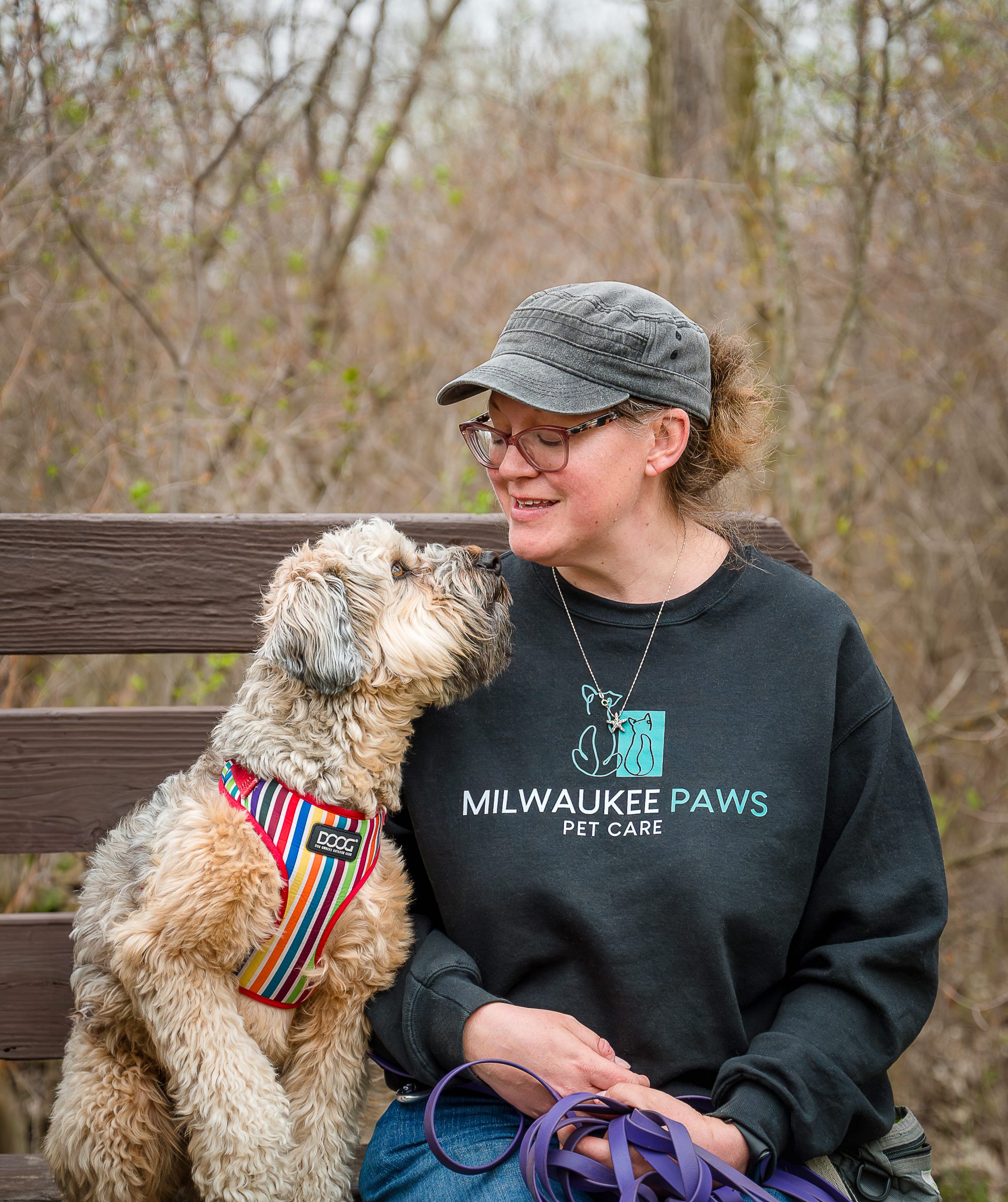 dog walker with a special dog